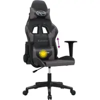 vidaXL Gaming-Stuhl mit Massagefunktion Schwarz und Grau Kunstleder