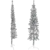 Prolenta Maison Exclusive - Künstlicher Halb-Weihnachtsbaum Ständer Schlank Silbern 180 cm