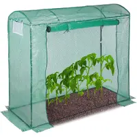 Relaxdays Tomatengewächshaus, rundes Dach, mit Tür, Tomatenhaus aus Stahl und Folie, UV-beständig, HBT: 170x80x200, grün