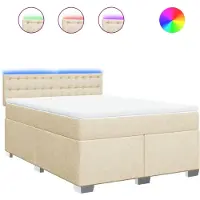 Syfax Boxspringbett mit Matratze Creme 140x190 cm Stoff