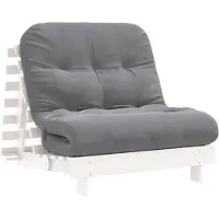 Syfax Futon Schlafsofa mit Matratze Weiß 90x206x11 Massivholz Kiefer