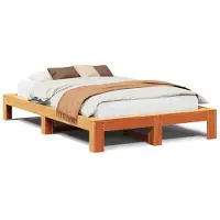 Syfax Massivholzbett ohne Matratze Wachsbraun 135x190 cm Kiefernholz