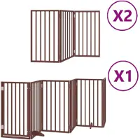 Syfax 12-tlg. Hundetor mit Tür Faltbar Braun 600 cm Pappelholz