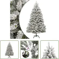 The Living Store Künstlicher Weihnachtsbaum Klappbar Beschneit 180 cm
