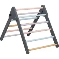 Buxibo Holz-Klettergerüst Natur - Montessori Spielzeug - Motorische Fähigkeiten - 74x60 cm - Pastellfarben