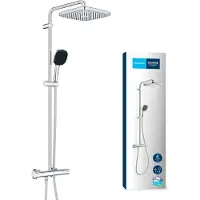 GROHE Vitalio Comfort 250 Duschsystem mit Thermostatbatterie für Wandmontage, 26696001, Farbe: Chrom