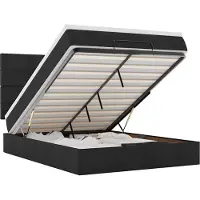 Syfax Ottoman-Bett mit Matratze & LEDs Schwarz 140x190 cm Stoff