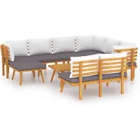 vidaXL 9-tlg. Garten-Lounge-Set mit Kissen Massivholz Akazie
