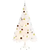 Syfax Künstlicher Weihnachtsbaum mit Beleuchtung & Kugeln Weiß 150 cm
