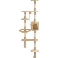 Syfax Wandkratzbaum mit Sisal-Kratzsäulen 194 cm Beige