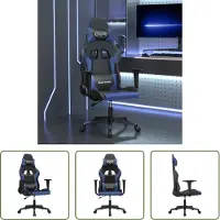 The Living Store Gaming-Stuhl mit Massagefunktion Schwarz und Blau Kunstleder