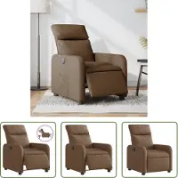 The Living Store Relaxsessel Elektrisch Braun Stoff