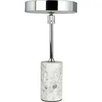 Dyberg Larsen Tischlampe, Kabellos Dimmbar Tischleuchte, Led Tischleuchte Marmor, Leselampe, USB Wiederaufladbare, Starlight Chrom grau
