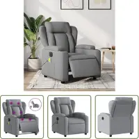 The Living Store Massagesessel Elektrisch Hellgrau Stoff