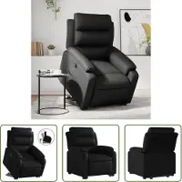 The Living Store Relaxsessel mit Aufstehhilfe Schwarz Kunstleder