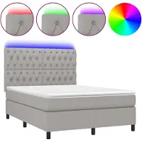 Syfax Boxspringbett mit Matratze & LED Hellgrau 140x200 cm Stoff