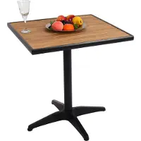 Mendler Gartentisch HWC-J95, Balkontisch Bistrotisch, Gastronomie Outdoor-Beschichtung Alu Holzoptik schwarz, teak braun