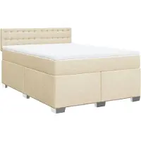 Syfax Boxspringbett mit Matratze Creme 160x200 cm Stoff