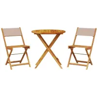 vidaXL 3-tlg. Bistro-Set Taupe Stoff und Massivholz