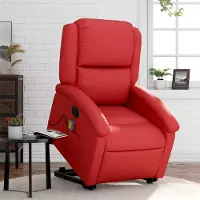 vidaXL Cloris DesignMöbel Massagesessel mit Aufstehhilfe Rot Kunstleder , Klassische Sessel 2024 Neu