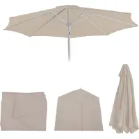 Mendler Ersatz-Bezug für Sonnenschirm Asti, Sonnenschirmbezug Ersatzbezug, Ø 3m Stoff/Textil creme