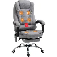 Vinsetto -Bürostuhl mit Massagefunktion-Mikrofaser (100% Polyester), Schaumstoff-65B x 70T x 111-119H cm-Grau