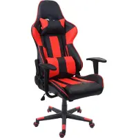 Mendler Bürostuhl HWC-F84, Schreibtischstuhl Gamingstuhl Chefsessel Drehstuhl, Kunstleder schwarz/rot