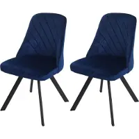 MCW 2er-Set Esszimmerstuhl MCW-K25, Küchenstuhl Lehnstuhl Polsterstuhl, Metall Samt blau