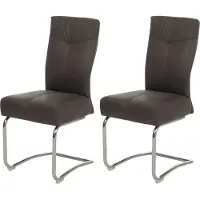 Mendler 2er-Set Esszimmerstuhl MCW-G56, Küchenstuhl Freischwinger Stuhl, Textil Wildleder-Optik grau