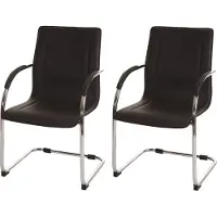 Mendler 2er-Set Esszimmerstuhl Perm, Freischwinger Küchenstuhl Lehnstuhl Stuhl, Stahl braun