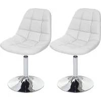 MCW 2er-Set Esszimmerstuhl MCW-A60, Stuhl Drehstuhl, Chrom Kunstleder weiß
