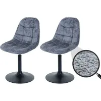 Mendler 2er-Set Esszimmerstuhl HWC-A60, Küchenstuhl Stuhl Drehstuhl, Stahl Stoff/Textil Chenille (465g/m²) dunkelgrau