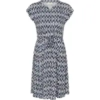 Kaffe Kleid in Dunkelblau/ Weiß - M