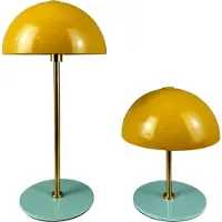 Dyberg Larsen Tischlampe, Kabellos Dimmbar Tischleuchte, Led Tischleuchte Metall, Leselampe, USB Wiederaufladbare, ALONG 2er-Set Curry türkis
