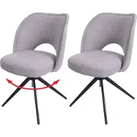 Mendler 2er-Set Esszimmerstuhl HWC-N72, Polster-Küchenstuhl, drehbar Auto-Return, Stoff/Textil (420g/m²) hellgrau