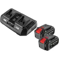 Graphite Energie+ Satz: 2x 4ah Akku mit dualem Ladegerät. E+ Bausatz: 58G004 x 2 (Energy+ 18V, Li-Ion 4.0Ah Akku) , 58G085 (Energy+ Ladegerät, 2 x 3A)