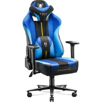 Diablo X-Player Gaming Stuhl Bürostuhl Schreibtischstuhl Stoff 3D Armlehnen Ergonomisches Design Nacken/- Lendenkissen Farbe: Frost Black, Größe: King