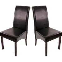 Mendler 2er-Set Esszimmerstuhl Cesena Leder, schwarz, dunkle Füße