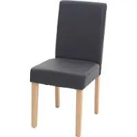 Mendler Esszimmerstuhl Littau, Küchenstuhl Stuhl, Kunstleder grau matt, helle Beine