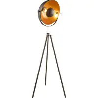 Globo Stehleuchte Metall rostfarben, goldfarben, Fußtrittschalter im Kabel, Höhenverstellbar, Dreh-/Schwenkbar, ø: 690mm, H: 1790mm, Kabellänge 1800mm, exkl. 1x E27 60W 230V