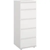 Wellhome - Schlafzimmerkommode mit 5 Schubladen in der Farbe Weiß 41 x 40 x 107 cm - Júcar White