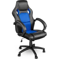 Tresko Racing Chefsessel Bürostuhl Drehstuhl Sportsitz Bürosessel Schreibtischstuhl schwarz/blau