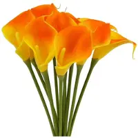 Viana Mini Calla künstlich Gelb Orange 28cm 12 St - Deko Seidenblumen für Blumengestecke, 12 Stück