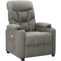 Syfax Massagesessel Hellgrau Stoff, Liege- & Vibrationsfunktion, verstellbare Rückenlehne/Fußstütze, 6 Massagezonen, 73x93x104,5 cm