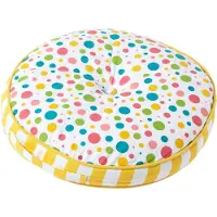 Homescapes BODENKISSEN rund, bunte Punkte & gelbe Streifen, Ø 43/7 cm