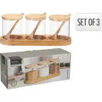 Eh Excellent Houseware YULEA Gewürzgläser, 3 x Ø 8,5 cm, auf Bambussockel