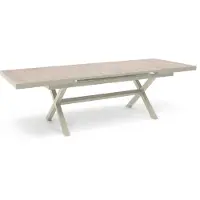 Oviala Ausziehbarer Gartentisch aus Aluminium und Keramik Cremefarbe - Tivoli