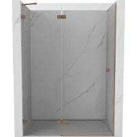Mexen Lunar Pendeltür für Dusche links 130 cm, transparent, gebürstetes Kupfer - 834-130-000-65-00-L