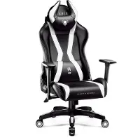 Diablo X-Horn Gaming Stuhl Bürostuhl Schreibtischstuhl 3D Armlehnen Ergonomisches Design Nacken/- Lendenkissen Kunstleder Wippfunktion Farbe: Schwarz-Weiß, Größe Normal