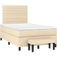 Syfax Boxspringbett mit Matratze Creme 120x190 cm Stoff